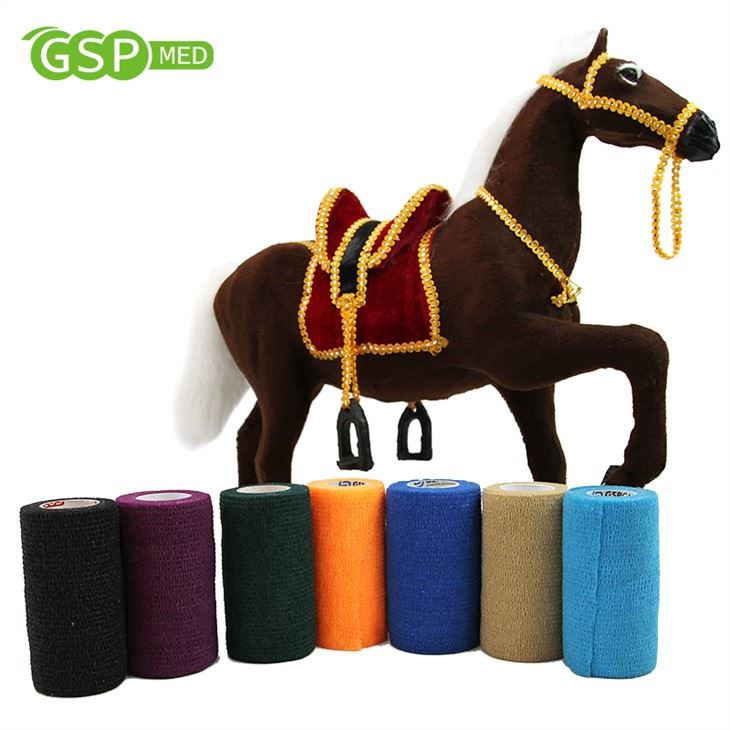 Direktförsäljning 95 procent nonwoven och 5 procent spandex med 200 procent till 220 procent högt elastiskt sammanhängande bandage Vet Wrap Bandage Factory